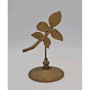The Bombay Co 1991‎ Brass Bud Vase Stand ~ Leaf Motif ~ Made In Taiwan